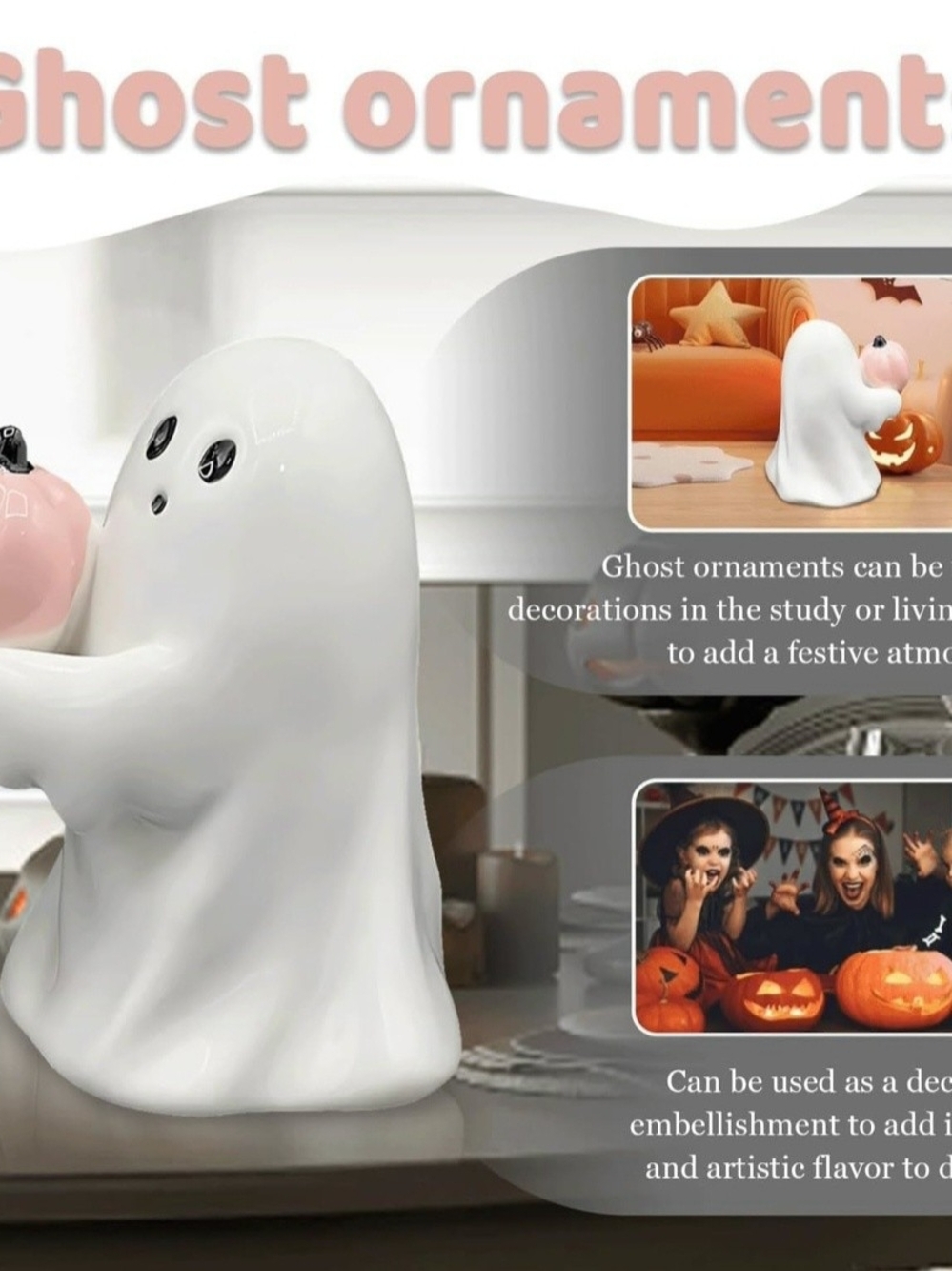 White Ghost Halloween Ornament - Home Party Supplies